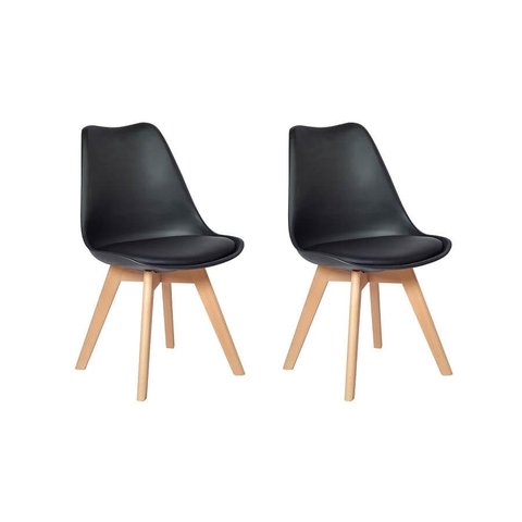 Kit 2 Cadeiras Eames Wood Leda Design - Preta