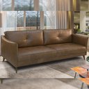 Ver imagem 1 de Sofá 3 Lugares para Sala de Estar Living 204cm Oásis T03 Couro Soft Mel - Lyam Decor