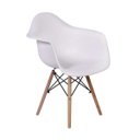 Ver imagem 1 de Cadeira Charles Eames com Braço Branca Polipropileno Base Madeira Sala Jantar