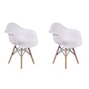 Ver imagem 1 de Kit 2 Cadeiras Charles Eames Wood Daw com Braços Design - Branca