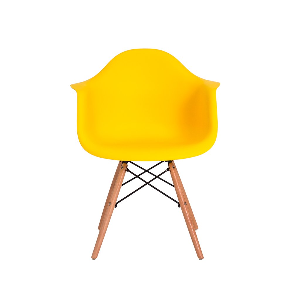 Cadeira Charles Eames Wood - Daw - com Braços - Design - Amarela - 2