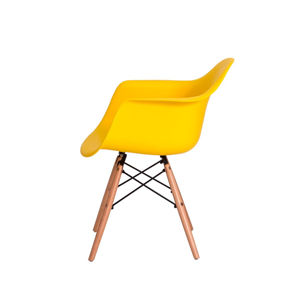 Cadeira Charles Eames Wood - Daw - com Braços - Design - Amarela - 3