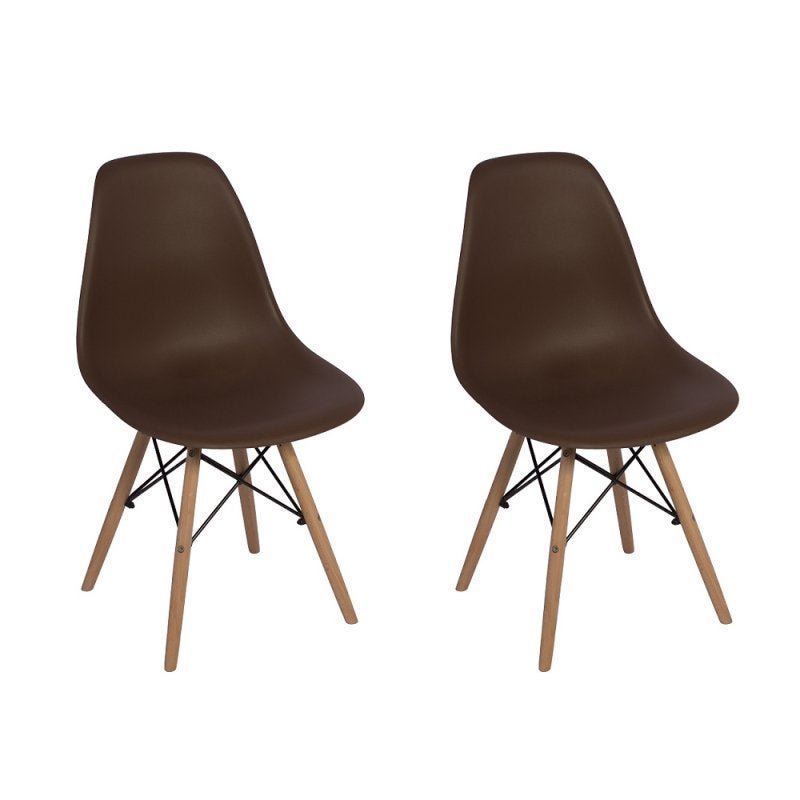 Kit 2 Cadeiras Charles Eames Eiffel Wood Base Madeira - Marrom - 1