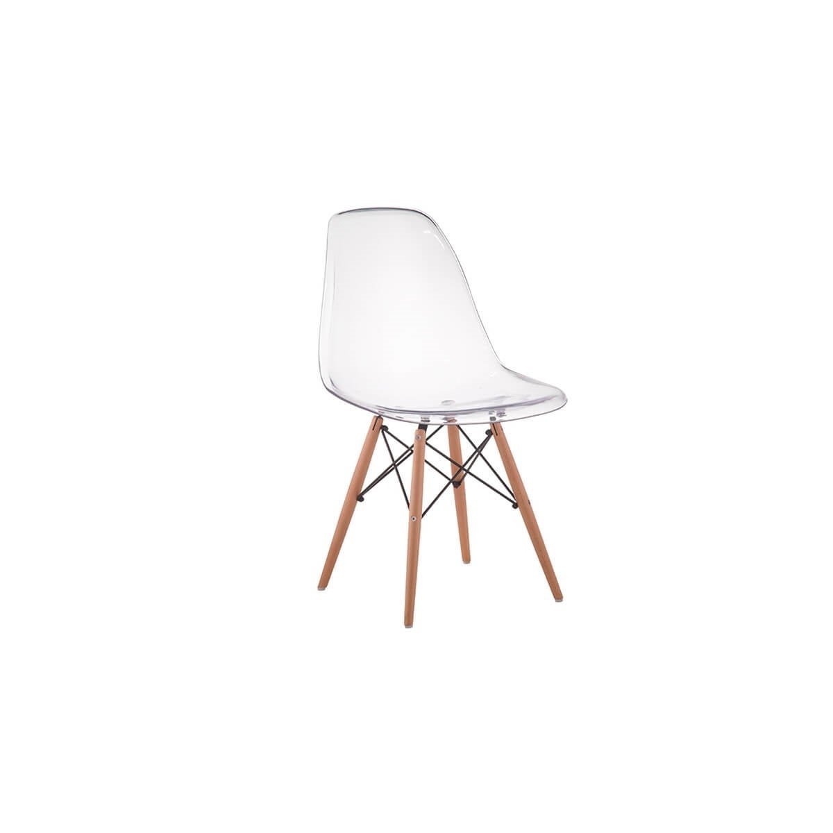 Cadeira Charles Eames Eiffel Wood - Policarbonato Transparente - 1
