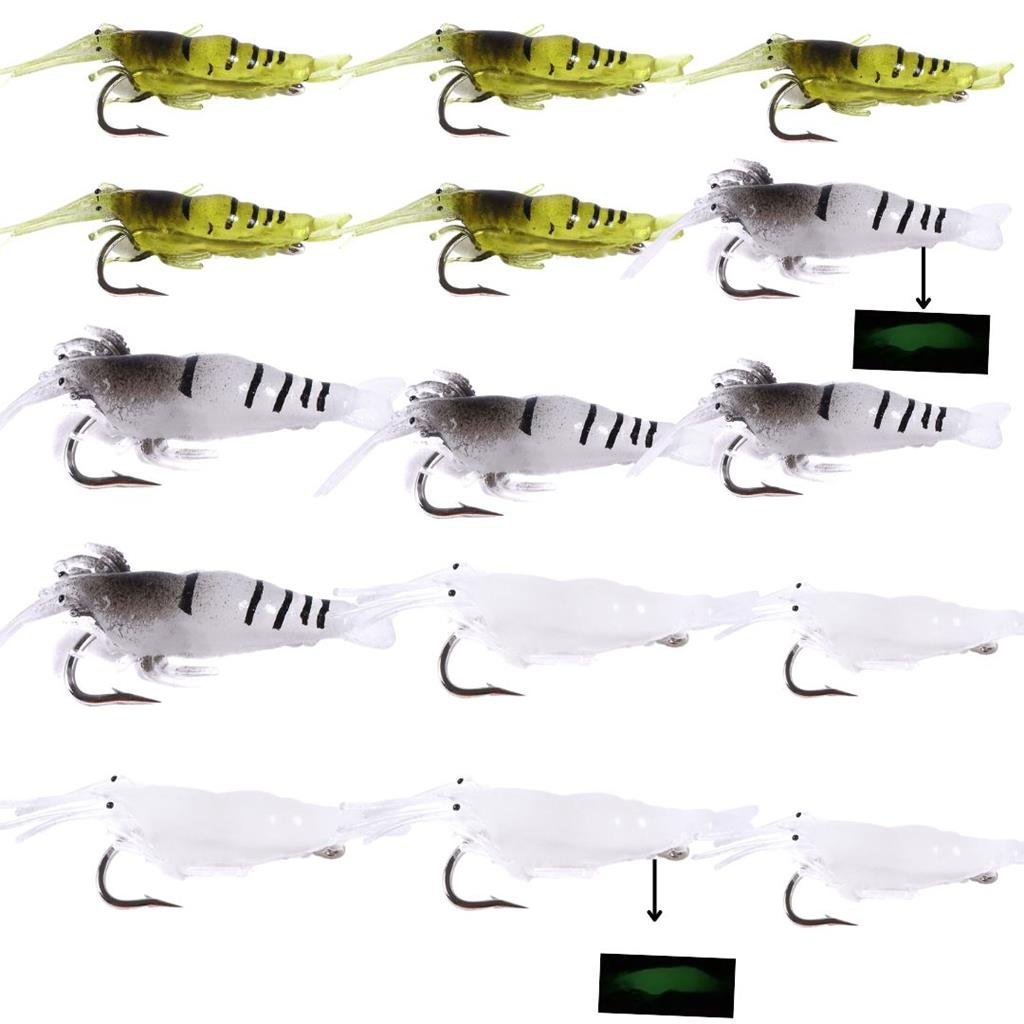15 Iscas Artificiais Camarão 4.5cm com Anzol - 1