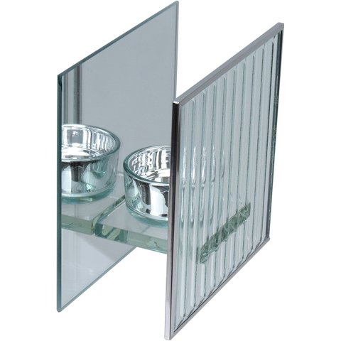 Castiçal Decorativo de Vidro Transparente 12x12x6cm Porta Vela Mesa Jantar Sala