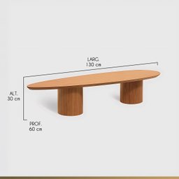 Mesa de Centro Orgânica em Madeira Maciça 130x60x30cm Dakota Ccs - 4