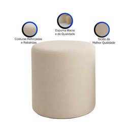 Puff Beca Cilindro Suede Live - 7 Decor Bege - 3