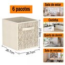Ver imagem 4 de Kit com 6 Caixas Organizadoras Dobráveis em Tecido com Alça para Nicho 26,7x26,7x27,9cm Bege
