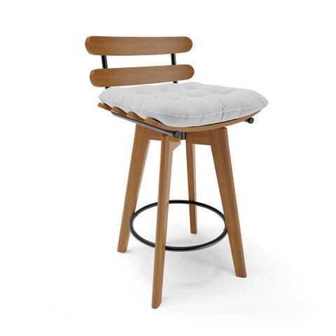 Banqueta Giratória Costela Linho Base Madeira MA70 - D’Rossi - A05 Cinza