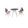 Conjunto Mesa Eiffel Preta 90cm + 2 Cadeiras Charles Eames Eiffel sem Braços Patchwork - 1