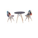 Ver imagem 1 de Conjunto Mesa Eiffel Preta 90cm + 2 Cadeiras Charles Eames Eiffel sem Braços Patchwork