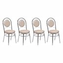Ver imagem 2 de Conjunto 4 Cadeiras para Sala de Jantar Debrum Yescasa Bege/Cromada