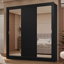 Ver imagem 1 de Guarda-roupa Casal 3 Portas de Correr com Espelhos 2 Gavetas Preto Sublime Madesa Preto