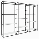 Ver imagem 1 de Conjunto Estante Cremalheira Central com 11 Prateleiras para Loja - Comac - Branco/preto