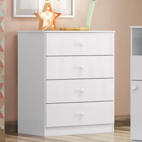 Cômoda Infantil 4 Gavetas Labirinto - Branco