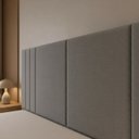 Ver imagem 6 de Cabeceira Box Casal Liz 140cm Estofada Linho Premium Painel de Parede:Cinza