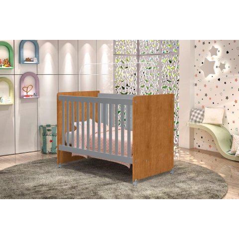 Berço Cat Padrão Americano Com Rodinhas e 3 Regulágens de Altura Aprovado Pelo INMETRO Cor Nature/Ci