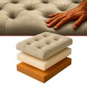 Ver imagem 5 de Recamier Baú Dubai Veludo Bege Casal 1,30m Estofado Base Madeira