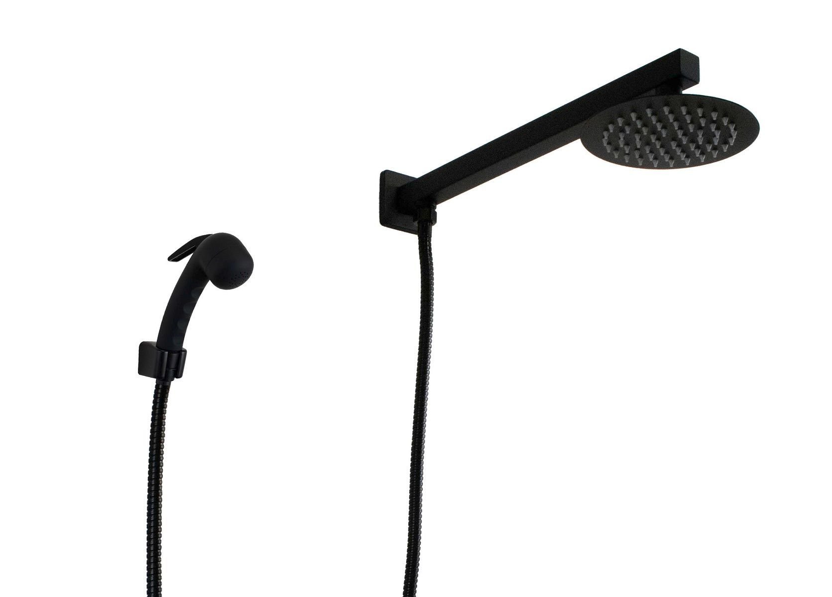Ducha Preto Fosco em Inox Redondo com Ducha Manual em Abs - 1
