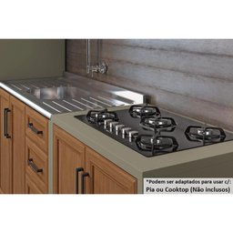 Módulo Cozinha Nesher Camponesa Balcão 2 Portas e 3 Gavetas c/ Tampo FendiOff/Freijó - 5