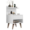 Ver imagem 4 de Mesa de Cabeceira para Quarto com 1 Gaveta e Pés Retrô Sleep - Branco