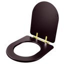 Ver imagem 2 de Assento Sanitário Carrara Marrom Fosco para vaso Deca Com Ferragem Dourada