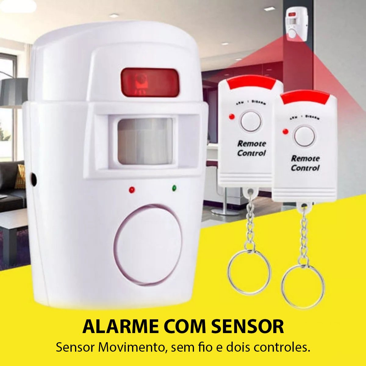 Alarme sem Fio Sensor Presença Controle Sirene 105 Dcb Portatil Comercial Residencial Segurança Casa - 2