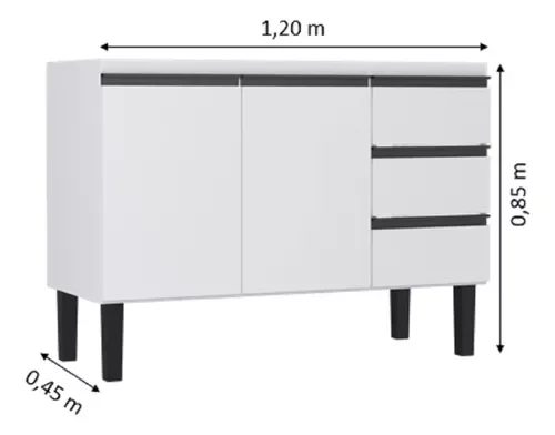 Gabinete Cozinha para Pia 1,20metros Aço - Netuno Cozimax:branco - 4