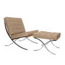 Ver imagem 3 de Poltrona com Banqueta Barcelona Base Inox Couro Natural Legitimo:areia