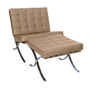 Ver imagem 1 de Poltrona com Banqueta Barcelona Base Inox Couro Natural Legitimo:areia