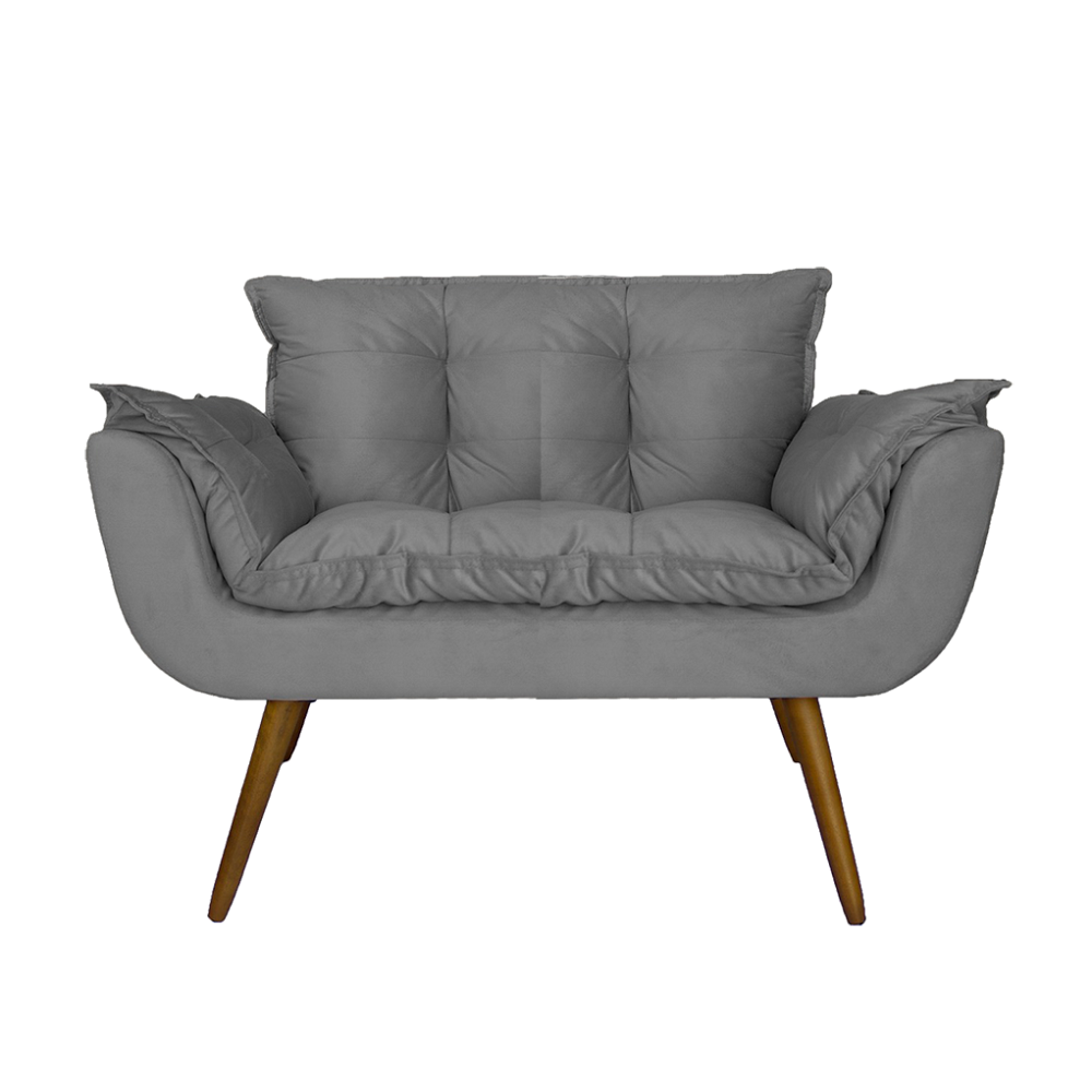 Namoradeira Decorativa Estofada Para Salão de Beleza Opala Suede Cinza - DL Decor - 1