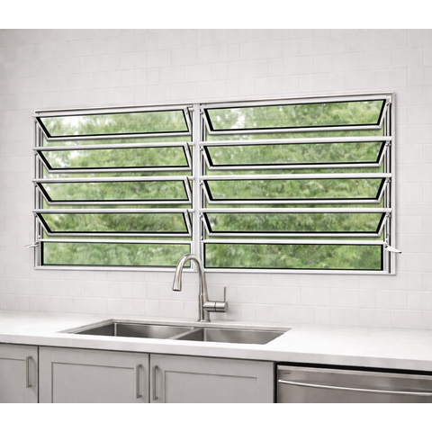 Vitro Basculante 2 Seções 100x200 Alumínio Branco Vidro Liso
