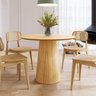 Mesa de Jantar Redonda 100cm Scandi 4 Lugares Cor Damasco Lamina Natural de Madeira - 2