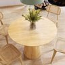 Mesa de Jantar Redonda 100cm Scandi 4 Lugares Cor Damasco Lamina Natural de Madeira - 3