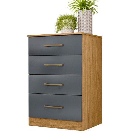 Cômoda Ms913 Organizadora Roupa para Quarto 4 Gavetas - Freijó/cinza