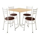 Ver imagem 1 de Conjunto Mesa Branca 70x70cm Tampo Pinus com 4 Cadeiras Epoxi