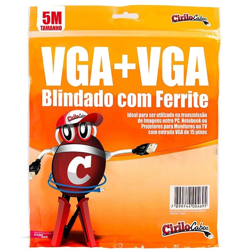 Cabo Vga Blindado com Ferrite, 5 Metros - Cirilo Cabos - 2