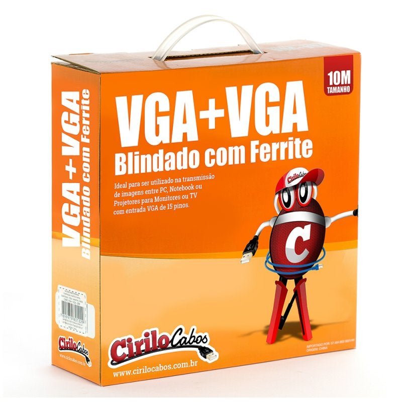 Cabo Vga Blindado com Ferrite, 10 Metros - Cirilo Cabos - 2