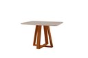 Ver imagem 2 de Conjunto Sala de Jantar Mesa Floripa Madeira Maciça 90x90cm Tampo Quadrado Vidro Off White com 4 Cad