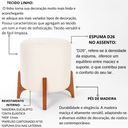 Ver imagem 5 de Puff Belluno Decorativo Tecido Linho Banqueta Redondo Pés de Madeira Maciça