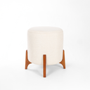 Ver imagem 2 de Puff Belluno Decorativo Tecido Linho Banqueta Redondo Pés de Madeira Maciça