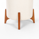 Ver imagem 2 de Puff Belluno Decorativo Tecido Linho Banqueta Redondo Pés de Madeira Maciça