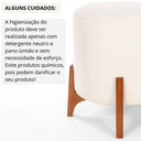 Ver imagem 5 de Puff Belluno Decorativo Tecido Linho Banqueta Redondo Pés de Madeira Maciça