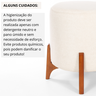 Puff Belluno Decorativo Tecido Linho Banqueta Redondo Pés de Madeira Maciça - 5
