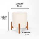 Ver imagem 3 de Puff Belluno Decorativo Tecido Linho Banqueta Redondo Pés de Madeira Maciça