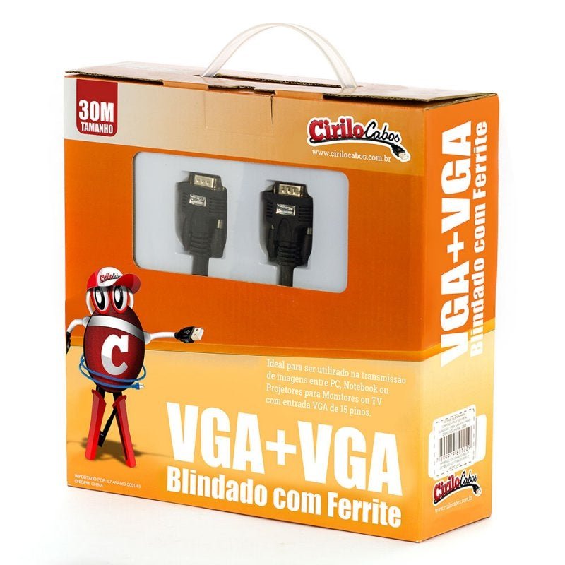 Cabo Vga Blindado com Ferrite, 30 Metros - Cirilo Cabos - 1