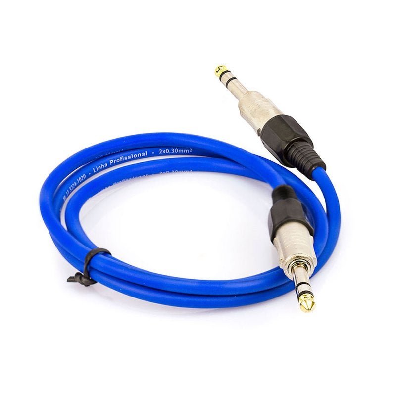 Cabo P10 para P10 Estéreo Profissional - Azul 5 Mt - 1