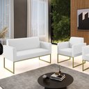Ver imagem 2 de Sofá Namoradeira com Poltrona Base Industrial Dourado Marisa Corino