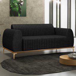 Sofá 150cm 2 Lugares Base Gold Molino D06 Linho D-465 Chumbo - Mpozenato - 2